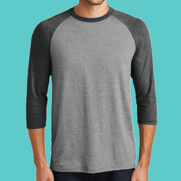 District DM136 Perfect Tri 3/4-Sleeve Raglan Grey Frost/White L